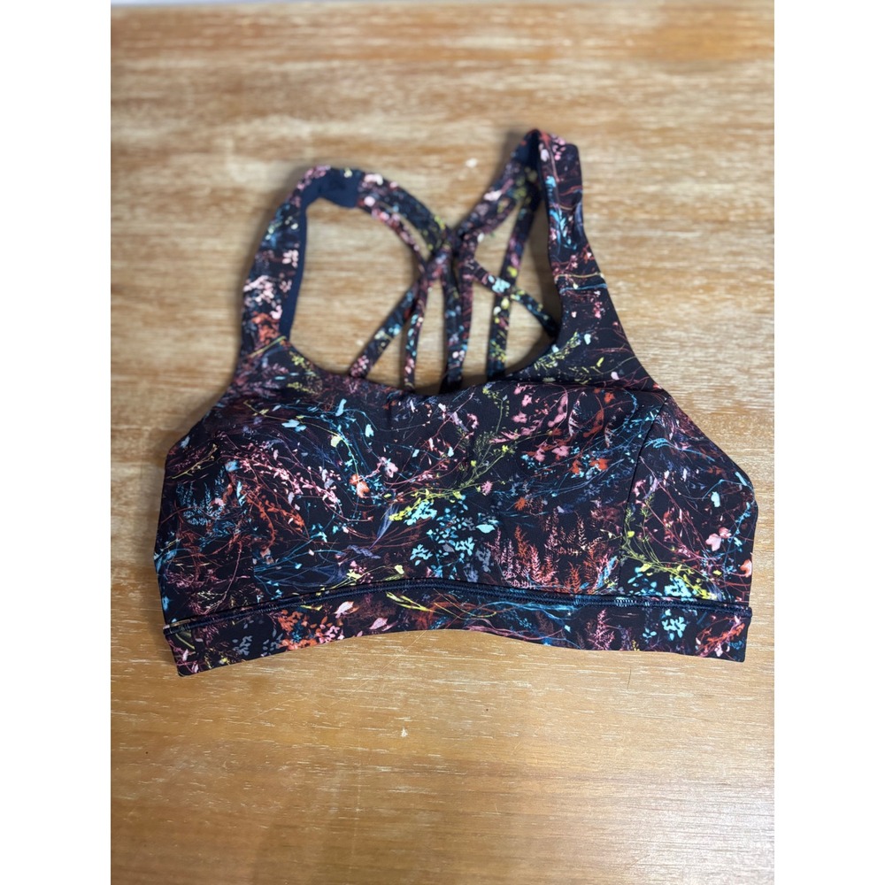 Lululemon Free To Be Bra Wild Midnight Bloom Floral Strappy Sports Bra Size 2